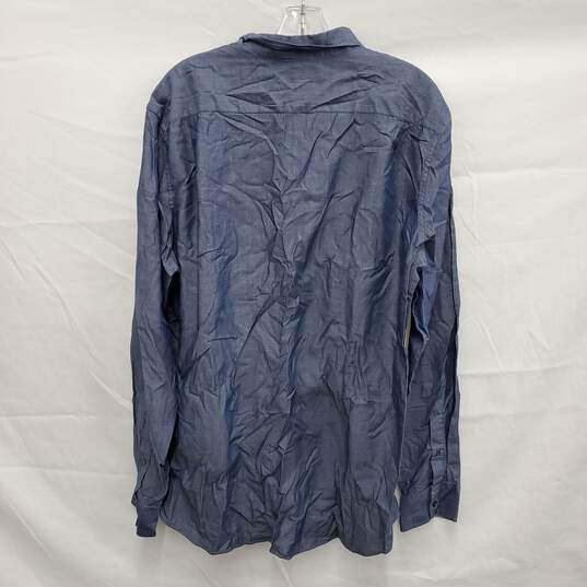 Michael Kors MN's Blue Denim Button Long Sleeve Shirt Size XL image number 2
