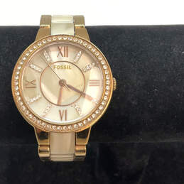 Designer Fossil ES3716 Gold-Tone Dial Stainless Steel Analog Wristwatch