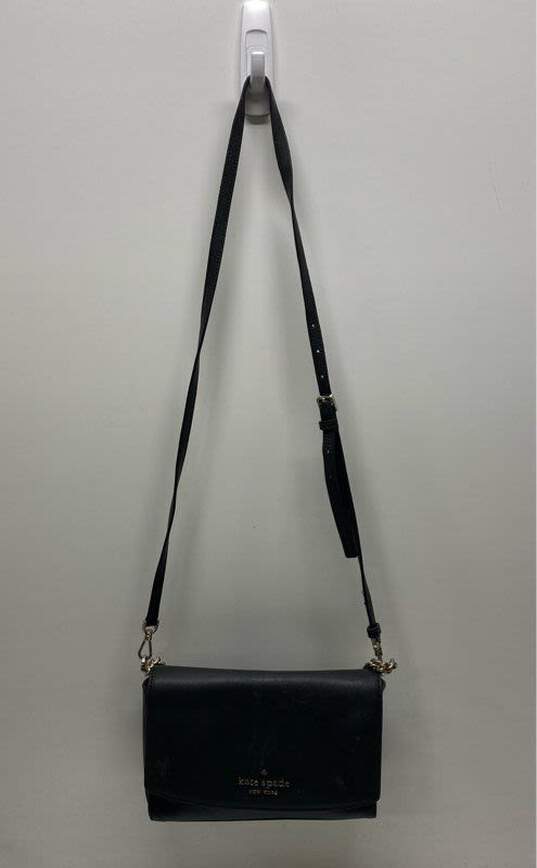 Kate Spade Black Leather Flap Crossbody Bag image number 1