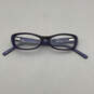 Womens Purple Black Plastic Frame Rectangular Classic Full Rim Eyeglasses image number 2