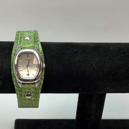 Designer Fossil ES-9934 Green Leather Strap White Dial Analog Wristwatch