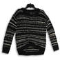 Womens Black Knitted Long Sleeve Crew Neck Pullover Sweater Size Small image number 1
