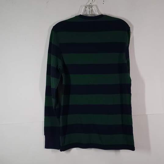 Mens Striped Knitted Crew Neck Long Sleeve Pullover T-Shirt Size Medium image number 2