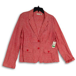 NWT Womens Red Notch Lapel Long Sleeve Flap Pocket Two Button Blazer Size L