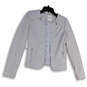 Womens Gray Regular Fit Long Sleeve Zip Pockets Open Front Blazer Size 34 image number 1
