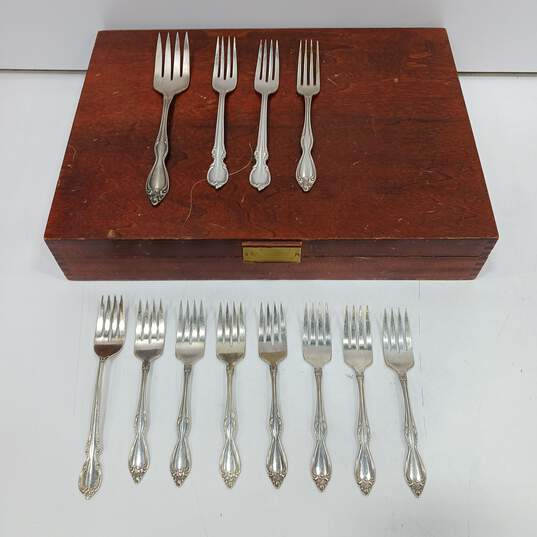 38Pc. Set of Vintage WM. A. Rodgers Plus Flatware In Wooden Box image number 2