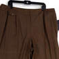 Womens Brown Pleated Front Straight Leg Regular Fit Dress Pants Size 22W image number 3