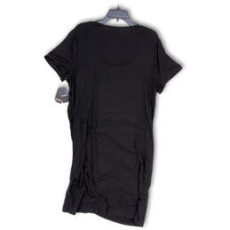 NWT Womens Black Scoop Neck Short Sleeve Side Ruched Mini Dress Size 1 alternative image