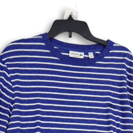 Womens Blue White Striped Crew Neck Long Sleeve Pullover T-Shirt Size XXL image number 3