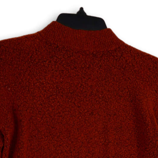 Womens Orange Mock Neck Side Button Long Sleeve Pullover Sweater Size S image number 4