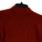 Womens Orange Mock Neck Side Button Long Sleeve Pullover Sweater Size S image number 4