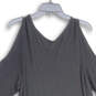 Womens Gray Cold Shoulder Asymmetrical Hem Pullover Sweater Dress Size 4 image number 4