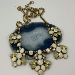 Designer J. Crew Gold-Tone Ivory Crystal Cut Stone Statement Necklace