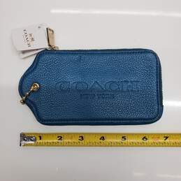 AUTHENTICATED COACH TEAL HANGTAG COIN POUCH WALLET NWT