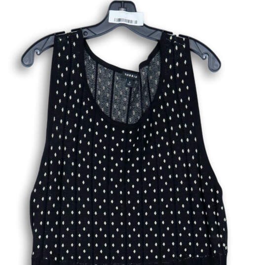 Womens Black White Dotted Knit Round Neck Sleeveless Skater Dress Size 3 image number 3