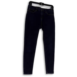 Womens Blue Dark Wash Pockets Stretch Regular Fit Denim Skinny Jeans Size 4