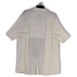 NWT Womens White Short Sleeve Pleated Open Front Cardigan Sweater Sz 22/24 alternative image
