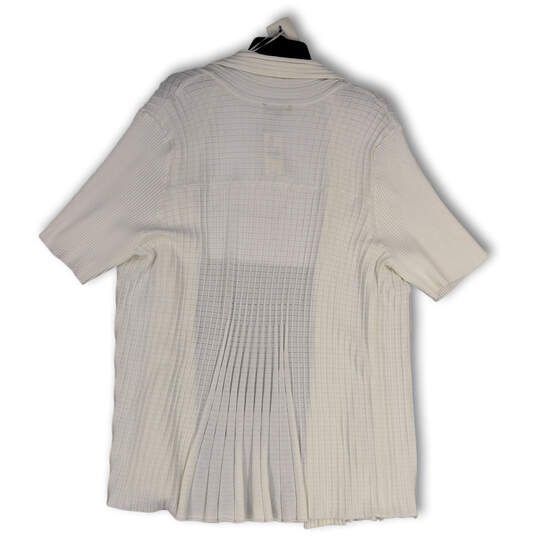 NWT Womens White Short Sleeve Pleated Open Front Cardigan Sweater Sz 22/24 image number 2