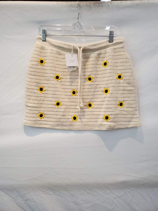Zara Stretch Knit Sunflower Mini Skirt Women's Size L NWT image number 1