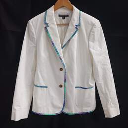 Brooks Brothers "346" Women's White Cotton Classic Fit Blazer Size 16