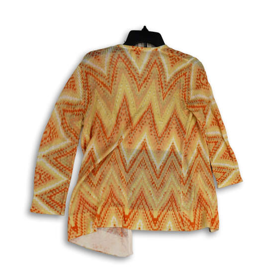 Womens Orange Knitted Chevron Open Front Long Sleeve Cardigan Sweater Sz 0 image number 4