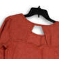 Womens Red Round Neck Long Sleeve Back Key Hole Pullover T-Shirt Size M image number 4