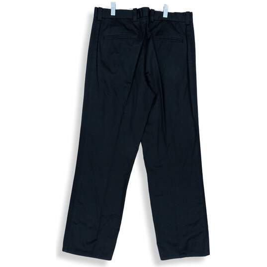 Mens Black Flat Front Slash Pocket Straight Leg Dress Pants Size 32x30 image number 2
