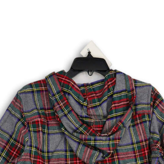 NWT Womens Multicolor Plaid Long Sleeve Hooded Full-Zip Jacket Size M Reg image number 4