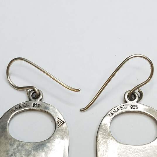 Silpapa - Israel 925 Sterling Silver Stamped Design 1 1/2in Drop Earrings 5.6g image number 4