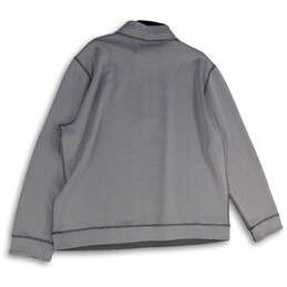 Mens Gray White Long Sleeve Mock Neck 1/4 Zip Pullover Sweatshirt Size XXL alternative image