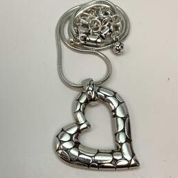 Designer Brighton Silver-Tone Chain Engraved Heart Shape Pendant Necklace alternative image