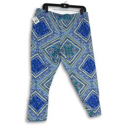 NWT French Laundry Womens Blue Geometric Print Pull-On Ankle Leggings Size 3X alternative image