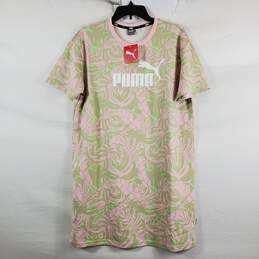 Puma Pink & Green Floral Print T-Shirt Dress M NWT