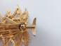 VNTG/MOD Icy Rhinestone & Gold Tone Christmas Brooches 51.2g image number 8