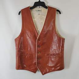 L.L Bean Men's Brown Leather Vest SZ M/L