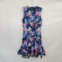 Cynthia Rowley Blue & Pink Floral Patterned Sleeveless Shift Dress WM Size 2 alternative image