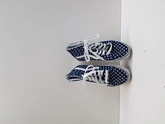 Vans SK8 Hi Top Skate Shoes, Blue Denim & White Polka Dots Kids Size 3.5 image number 6