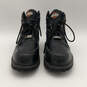 Mens Black Leather Round Toe Waterproof Lace-Up Biker Boots Size 13 image number 2