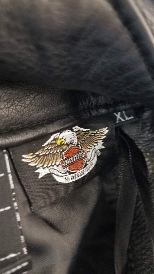 HARLEY DAVIDSON Deluxe Leather Chaps Mens XL Black Embossed Logo image number 4