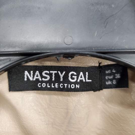 Nasty Gal Women Beige Faux Leather Jacket Sz 4 image number 1