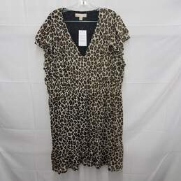NWT Michael Kors WM's Caramel Cheetah Print Chiffon Dress Size 4X