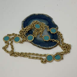 Designer Michael Kors Gold-Tone Turquoise Tone Double Strand Chain Bracelet