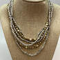 Designer Lucky Brand Two-Tone Multi Strand Beaded Statement Necklace image number 1