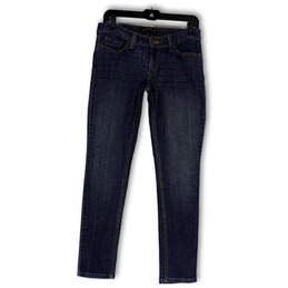 Womens Blue Denim Stretch Medium Wash Pockets Skinny Leg Jeans Size 7