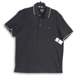 NWT Michael Kors Mens Black Spread Collar Short Sleeve Polo Shirt Size XL