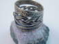 Didae Israel & Artisan 925 Aqua Accented Braided & Filigree Stamped Wide & Vermeil Heart Scrolled Band Rings 10g image number 3