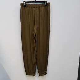 Womens Brown Silk Stretch Elastic Waist Pull-On Harem Casual Pants Size One alternative image