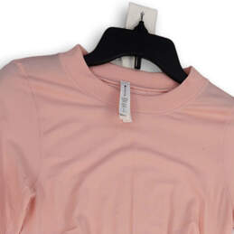 Womens Pink Crew Neck Long Sleeve Thumb Hole Activewear T-Shirt Size S