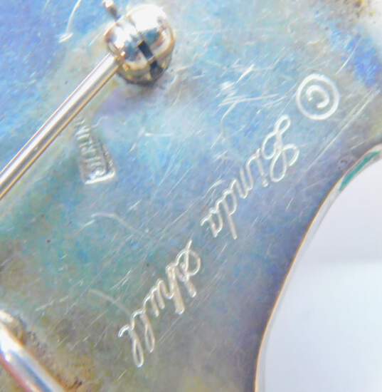 Artisan Linda Shull 925 Sterling Silver Foiled Dichroic Glass Teddy Dog Pendant Brooch 37.9g image number 4