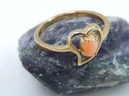 14K Yellow Gold Coral Accented Open Heart Ring 2.0g alternative image